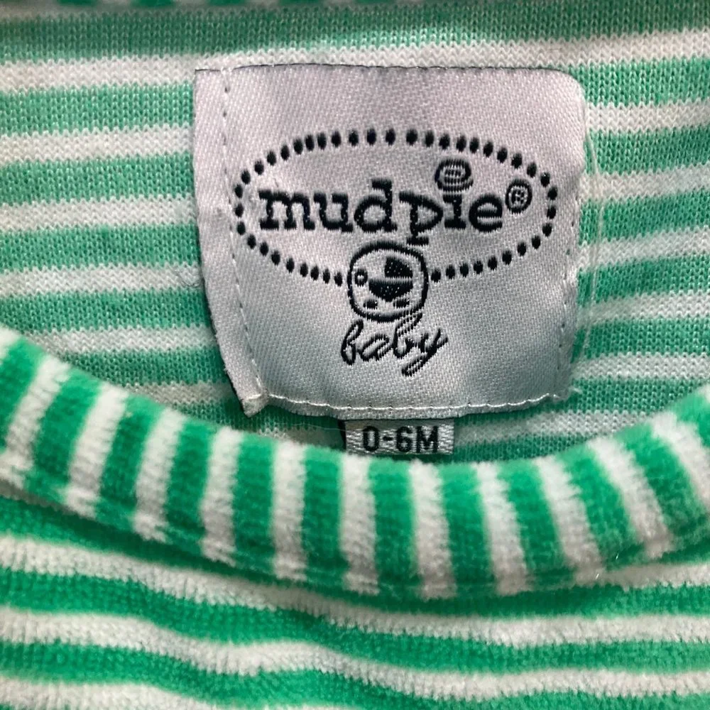 Mudpie Christmas striped green red truck pajamas 0-6 months